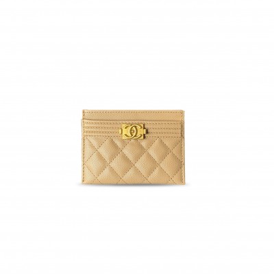 CHANEL QUILTED GRAINED CALFSKIN LEATHER BOY CARD HOLDER A84431 (11*7.5*1cm) 